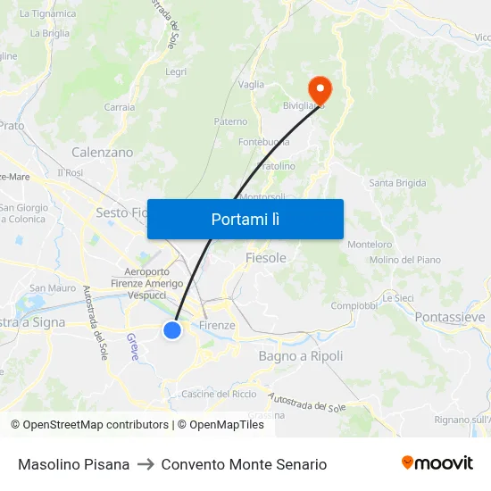 Masolino Pisana to Convento Monte Senario map
