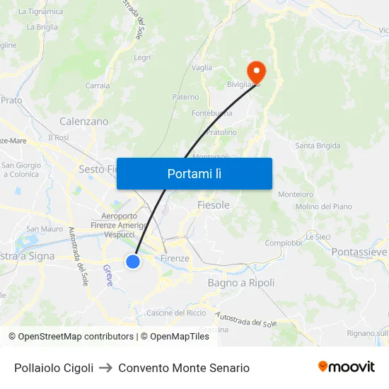 Pollaiolo Cigoli to Convento Monte Senario map