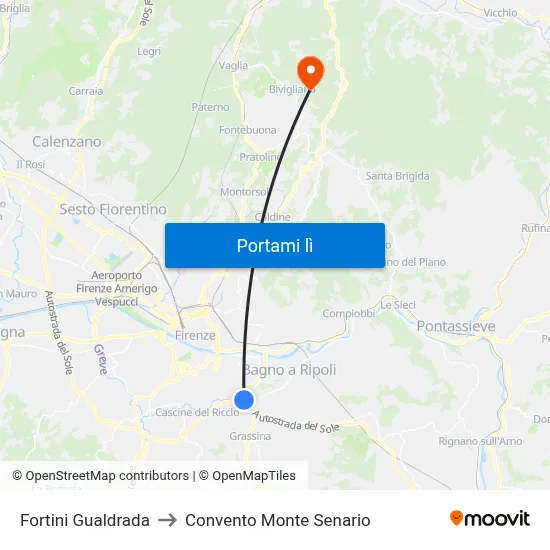 Fortini Gualdrada to Convento Monte Senario map