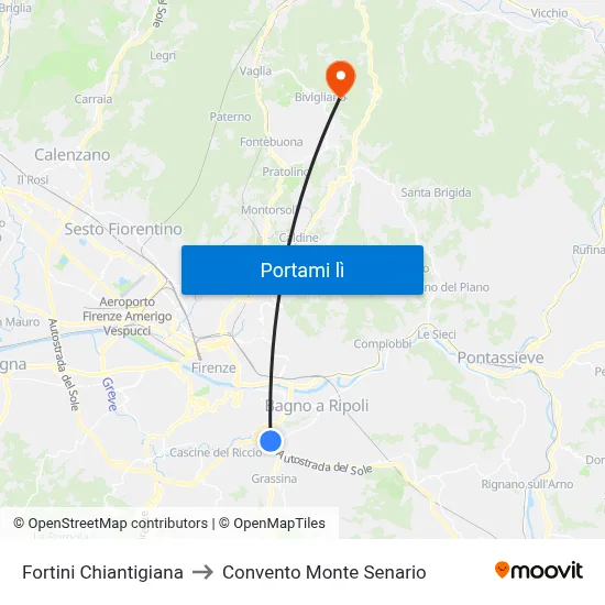 Fortini Chiantigiana to Convento Monte Senario map