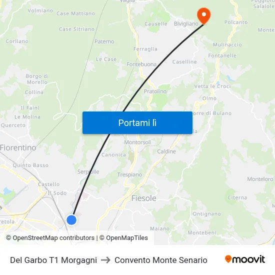 Del Garbo T1 Morgagni to Convento Monte Senario map