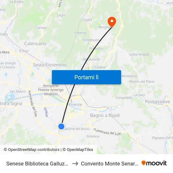 Senese Biblioteca Galluzzo to Convento Monte Senario map