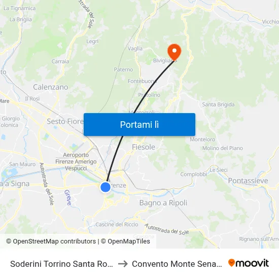 Soderini Torrino Santa Rosa to Convento Monte Senario map