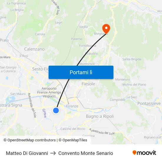 Matteo Di Giovanni to Convento Monte Senario map