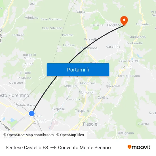 Sestese Castello FS to Convento Monte Senario map