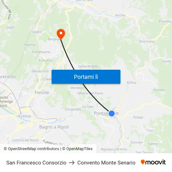 San Francesco Consorzio to Convento Monte Senario map
