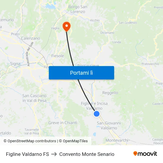 Figline Valdarno FS to Convento Monte Senario map