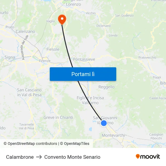 Calambrone to Convento Monte Senario map