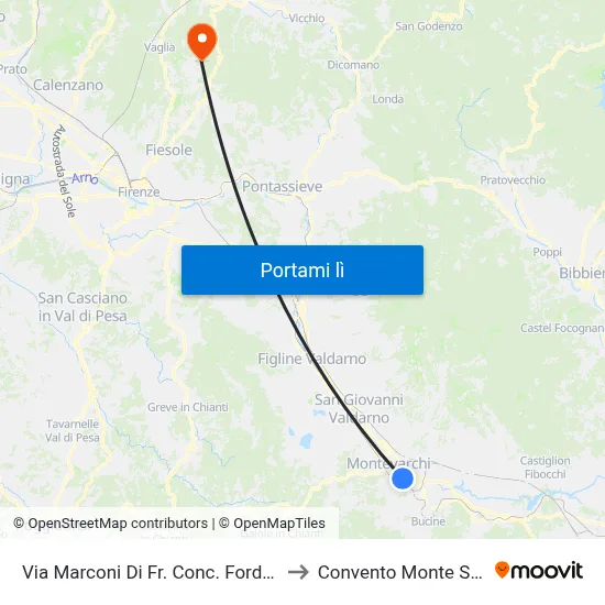 Via Marconi Di Fr. Conc. Ford Di Mella to Convento Monte Senario map