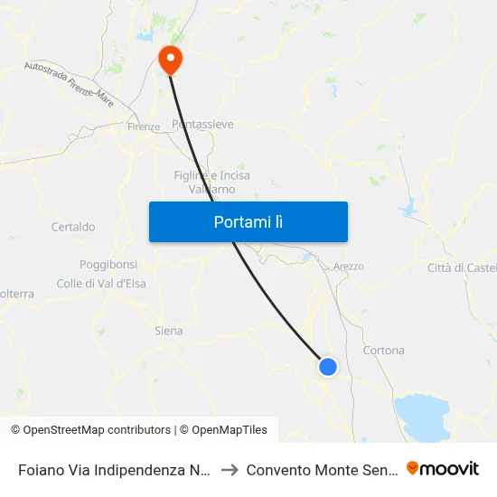 Foiano Via Indipendenza Nc. 28 to Convento Monte Senario map