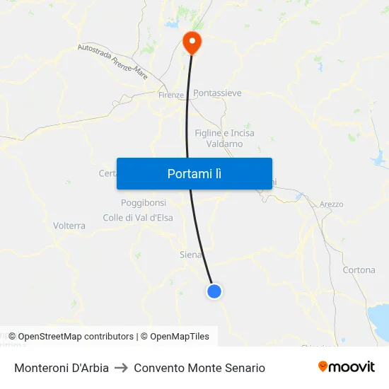 Monteroni D'Arbia to Convento Monte Senario map