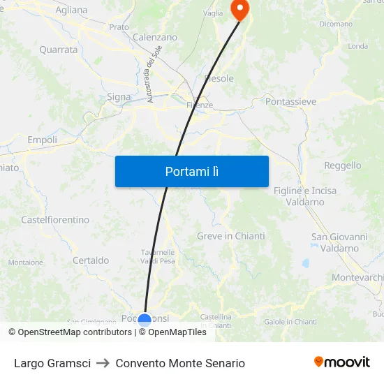 Largo Gramsci to Convento Monte Senario map