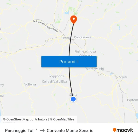 Parcheggio Tufi 1 to Convento Monte Senario map