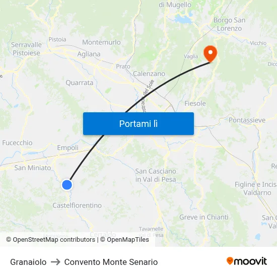 Granaiolo to Convento Monte Senario map