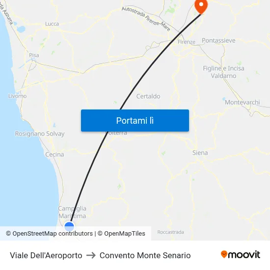 Viale Dell'Aeroporto to Convento Monte Senario map