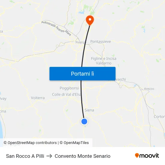 San Rocco A Pilli to Convento Monte Senario map