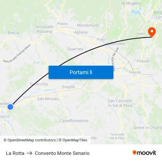 La Rotta to Convento Monte Senario map