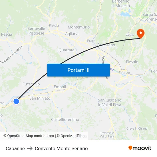 Capanne to Convento Monte Senario map