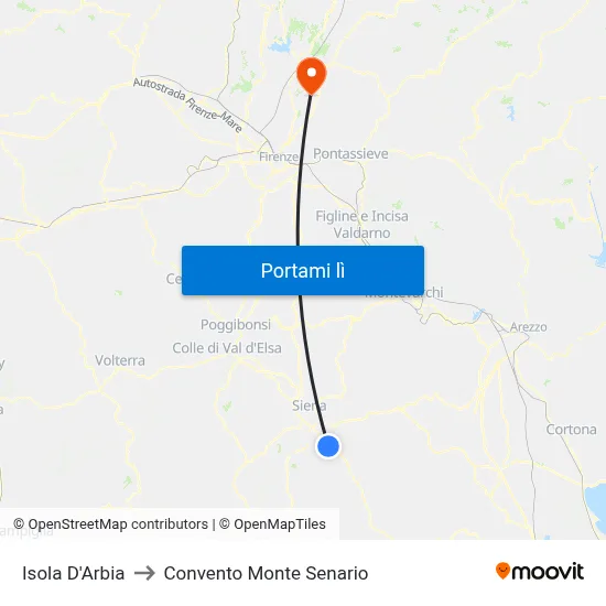 Isola D'Arbia to Convento Monte Senario map