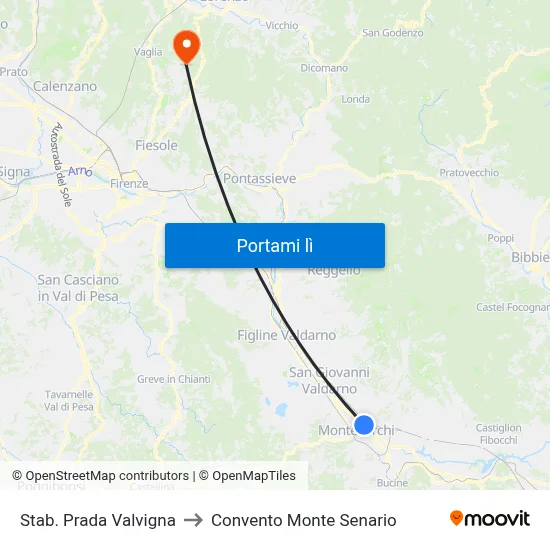 Stab. Prada Valvigna to Convento Monte Senario map