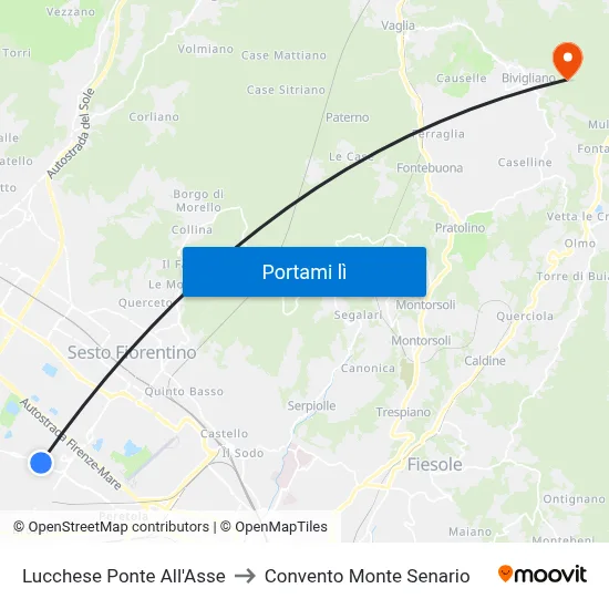 Lucchese Ponte All'Asse to Convento Monte Senario map