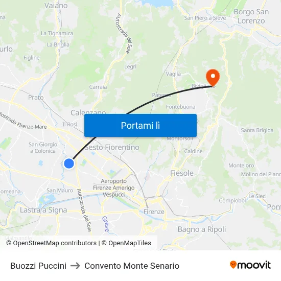 Buozzi Puccini to Convento Monte Senario map