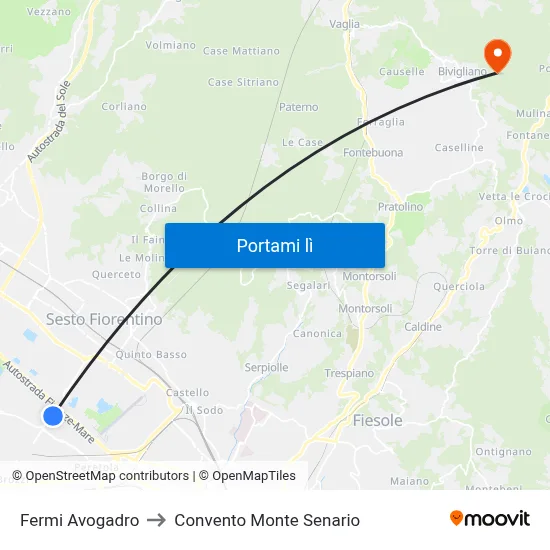 Fermi Avogadro to Convento Monte Senario map