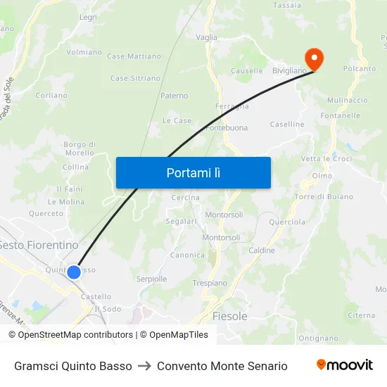 Gramsci Quinto Basso to Convento Monte Senario map