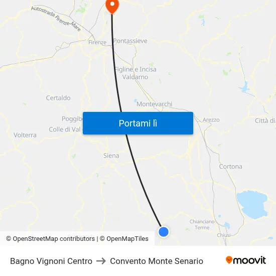 Bagno Vignoni Centro to Convento Monte Senario map