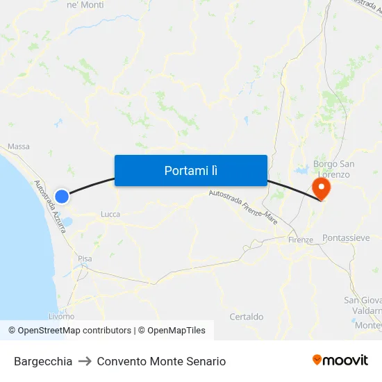 Bargecchia to Convento Monte Senario map