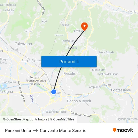 Panzani Unità to Convento Monte Senario map