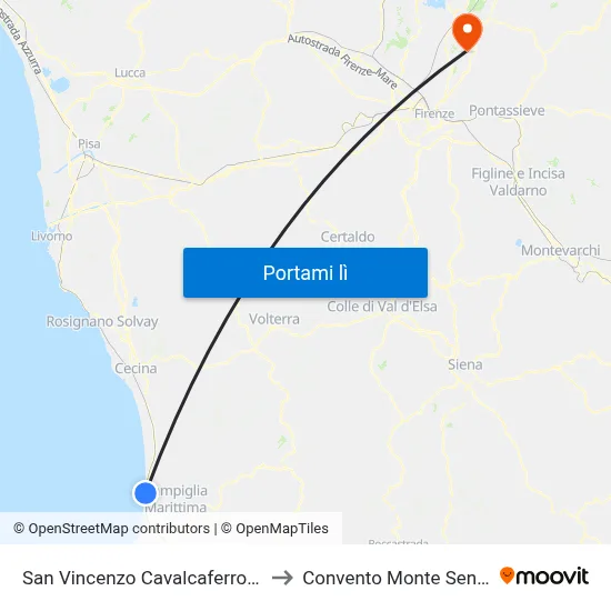 San Vincenzo Cavalcaferrovia E to Convento Monte Senario map