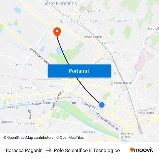 Baracca Paganini to Polo Scientifico E Tecnologico map