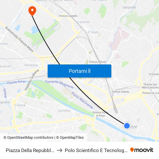 Piazza Della Repubblica to Polo Scientifico E Tecnologico map