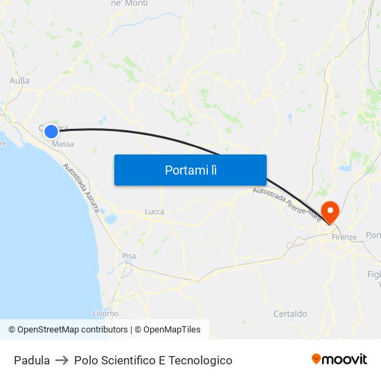 Padula to Polo Scientifico E Tecnologico map