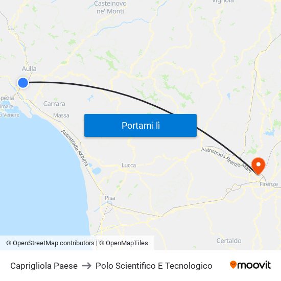 Caprigliola Paese to Polo Scientifico E Tecnologico map