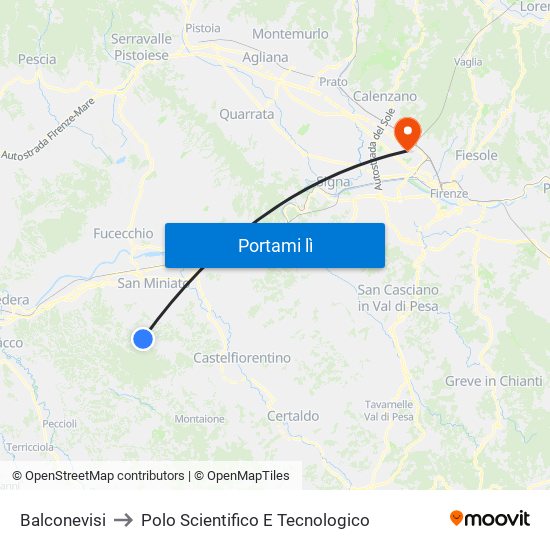 Balconevisi to Polo Scientifico E Tecnologico map