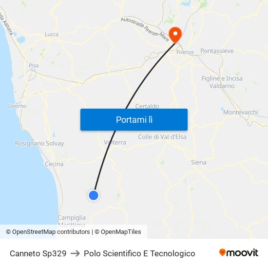 Canneto Sp329 to Polo Scientifico E Tecnologico map