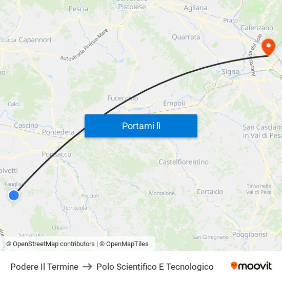 Podere Il Termine to Polo Scientifico E Tecnologico map