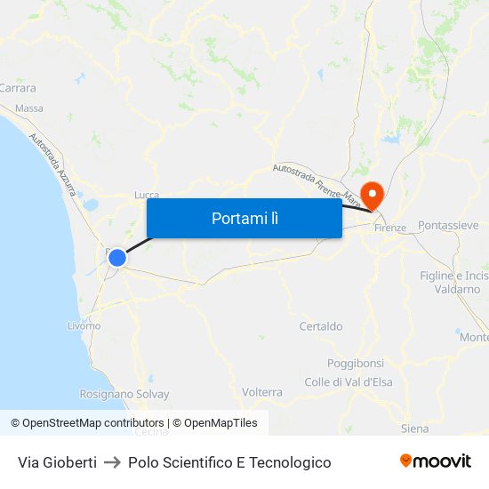 Via Gioberti to Polo Scientifico E Tecnologico map