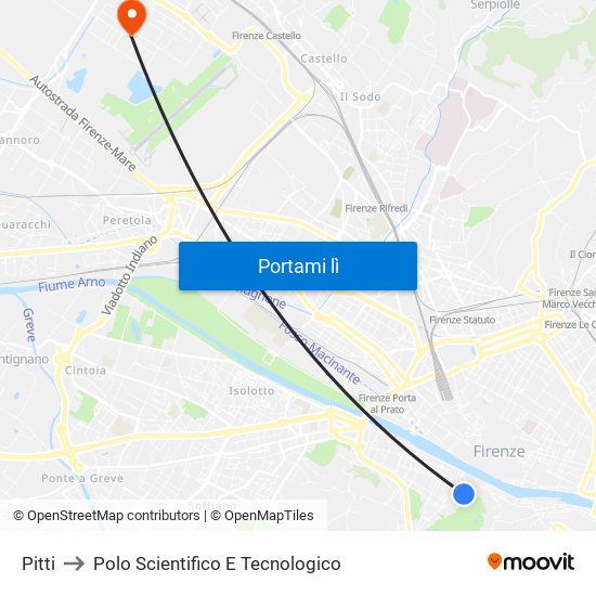 Pitti to Polo Scientifico E Tecnologico map