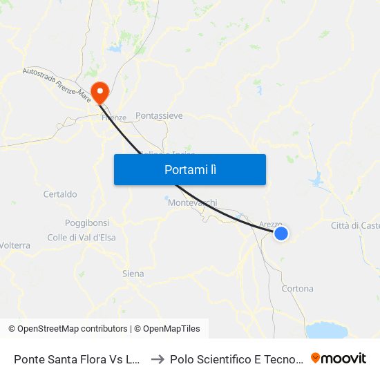 Ponte Santa Flora Vs La Pace to Polo Scientifico E Tecnologico map