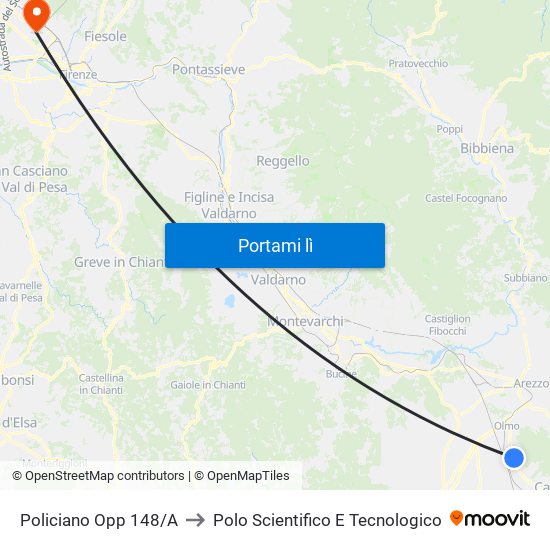 Policiano Opp 148/A to Polo Scientifico E Tecnologico map