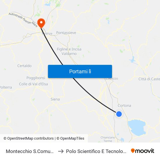 Montecchio S.Comunale to Polo Scientifico E Tecnologico map