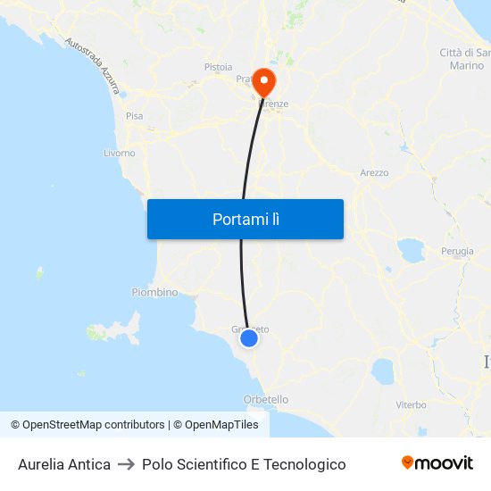 Aurelia  Antica to Polo Scientifico E Tecnologico map