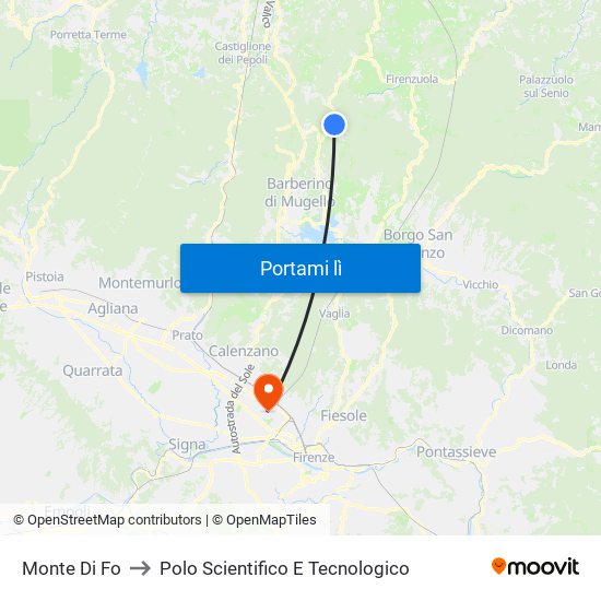 Monte Di Fo to Polo Scientifico E Tecnologico map