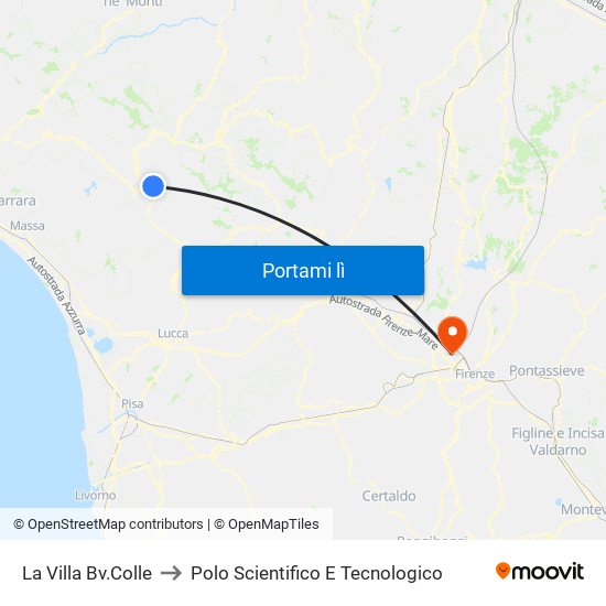 La Villa Bv.Colle to Polo Scientifico E Tecnologico map