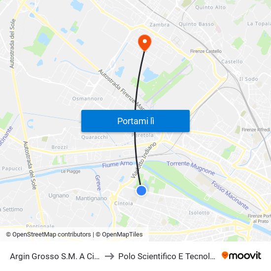 Argin Grosso S.M. A Cintoia to Polo Scientifico E Tecnologico map