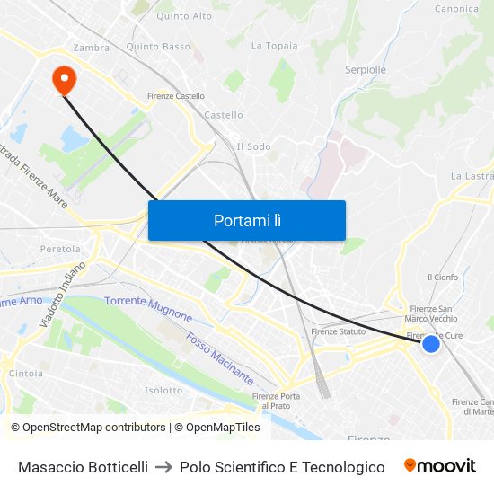 Masaccio Botticelli to Polo Scientifico E Tecnologico map