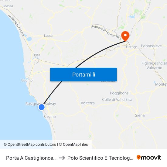 Porta A Castiglioncello to Polo Scientifico E Tecnologico map